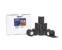 HealiT SafeGrip™ 2inch-Wide Self-Adhering Performance Athletic Wrap, Adhesive Flexible Breathable, Athletic Tape Ideal for Stretch Wrist, Ankle, Hand, etc. - Black - 24 Pack/Case