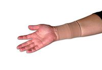 AT Surgical Slip On Microfiber Wrist Compression Sleeves, 20-30 mmHg, Pair, Large, Beige