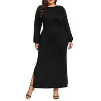 Maxi Cocktail Dress for Women Plus Size Embroidery V Neck Solid Long Dress