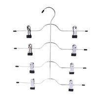 jinetor Multifunctional 4 Layer Stainless Steel Pants Hanger Rack Clip Skirt with 8 Clips Storage Organizer Save Space