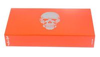 The Joy of Light Designer Matches Silver Foiled and Embossed Skull on Orange Embossed Matte 4" Collectible Matchbox