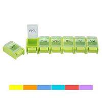 ZAXOP Pill Organizer Detachable Weekly Pill Box with Push Button 7 Day Pill Case Colourful(Green)