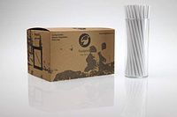 Footprint Paper Straws - Jumbo 7.75" (450ct) Unwrapped - Biodegradable, Premium Eco-Friendly Paper Straws in Bulk for Restaurants, Juices, Smoothies, White, Model:FPS-06-197-U-000-IPK