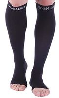Doc Miller Open Toe Compression Socks 1 Pair 20-30mmHg Support (Black, 2XL-T)