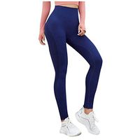 Kiyotoo Women's Seamless Gym Yoga Leggings High Waist Sport Non See-Through Workout Pants Elastic Comfy Tights Tummy Control Navy