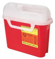 BD Patient Room Sharps Collector, 5.4 Qt, Side Entry, Red, 20/cs 305443