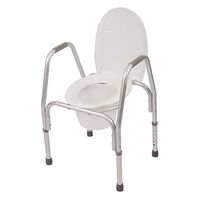 PCP Raised Toilet Seat with Safety Frame Bedside Commode and Elevated, White
