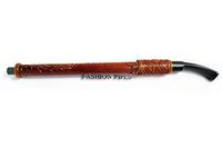 Fashion Pipes Churchwarden Wooden Stem Decorated with Leather, Designed for Pipe Smokers (Carved Wooden Stem)
