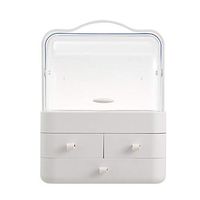 Storage Box,Pinleg Dust-Proof Desktop Drawer Dresser Rack Portable Cosmetic Net Red Transparent Makeup Box Dressing Table Skin Care Products Finishing Rack Organizers (Pink)