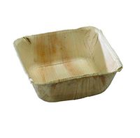 “Palmbowl" Palm Leaf Square Bowl (Case of 100), PacknWood - Eco Friendly Compostable Wooden Disposable Bowls (16 oz, 5" x 5" x 2") 210BBA1313
