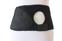 Safe n' Simple Unisex Ostomy Hernia Support Belt with Adjustable Hole, Stoma Hernia Belt, Right Hole, 6", Black, Small
