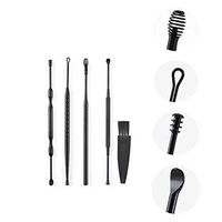 Ear Wax Removal, MOAKER Ear Wax Cleaning Tool Stainless Steel Medical Grade Ear Spoon 4 Piece Set with Storage Box and Cleaning Brush