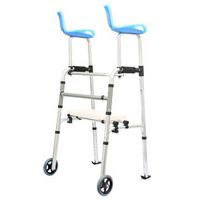 SSLW Wheel Walker Adjustable Height Walking Frame Four-Legged Cane 2 Wheel Walker Aluminum Folding Armchair Rehabilitation Equipment