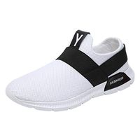 Cealu Men's Knit Slip On Shoes Ultra Lightweight Breathable Athletic Walking Running Sneakers Summer Fashion Shoe Footwear (White, US:8)