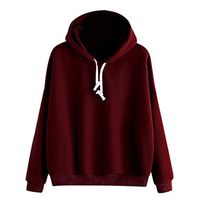 Clearance! Paymenow Women Teen Girls Long Sleeve Sweatshirt Simple Solid Color Warm Hoodie Pullover Top Casual Blouse (XL, Wine Red)