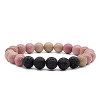 HOMEYU Women Men Lava Rock Stones Aromatherapy Essential Oil Diffuser Bracelet Natural Gemstones Beads