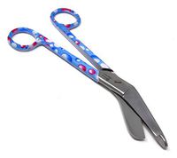 Blue & Pink Dew Drops Handle Pattern Color Lister Bandage Scissors 7.25" (18.4cm), Stainless Steel