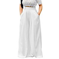 CCatyam Pants for Women, Yoga Trousers Wide Leg Zipper Solid Sexy Soft Casual Summer Fashion White