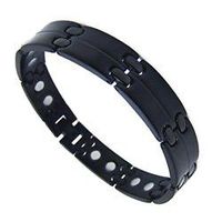 Accents Kingdom Men's Black Stainless Steel Magnetic Golf Bracelet L 8.5"