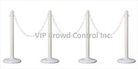VIP Crowd Control 1842-4-32 14 in. Flat Base Plastic Stanchions - 32 ft. Chain44; White44; 4 Piece