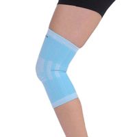 PANDA SUPERSTORE Women White Striped Skyblue Elastic Knee Sleeve Support Brace, M, (a Pair)