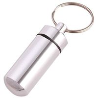 UNKE Portable Colorful Metal Aluminum Hermetic Pill Box Outdoor Waterproof Small Pill Case Keychain Container,Silver
