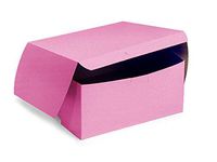 Bakery Boxes - 6x6x3" Pink Bakery Boxes 1 - Piece Lock Corner Box - (250 Per Pack) - WRAPS-BBPK663