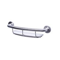 CSI Bathware BAR-CL18-100-SA-White Grab Bar with shampoo shelf, Silver