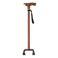 LE Aluminum Alloy Lightweight Walking Stick Cane - Superior Adjustable Travel Balance Stick - None Slip Rubber Quad Tips Redwood Color