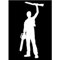 Ash Williams Silhouette - Vinyl 8" tall (color: WHITE) decal laptop tablet skateboard car windows sticke