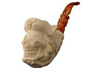 Meerschaum Pipe - Pirate Skull on a Skeleton Hand from Master Carver I. Baglan - New - Tobacco Smoking Pipe Hand Made from The Finest Block Meerschaum