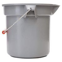 14-Quart Round Utility Bucket, 12" Diameter x 11-1/4"h, Gray Plastic