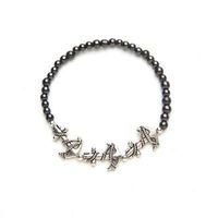 Magnetic Therapy Stretch Bracelet 3 Anchor Charm Black (Size Small - 7")