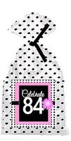 CakeSupplyShop Item#PGB-085 Happy 84th Birthday Pink w. Black Polka Dot Party Favor Bags with Ties -12pk