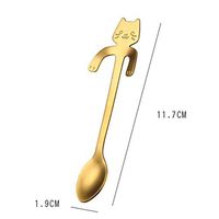 Kitchen，Dining & Bar,Ikevan Coffee Drinking Tools Cute Cat Spoon Long Handle Spoons Creative coffee spoon (Gold)