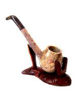 Unique Churchwarden Style Stone Pipe Handcrafted Carved 6.5 inch Long Pipe - Stand Not Included