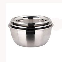 AXZHYX Bowl Stainless Steel Pot Deepen Thicker Round Soup Basin Home Big Wash The Pot Cooking Pots Fight The Egg Pot 3 Pcs/Set Hotel Tableware Home Noodles Boiled Fish Soup Bowl