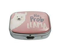 Baoquan Custom Silver Square Glass Pill Case Medicine Vitamin Organizer Pocket Decoration Gift (Cute Llama)