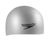 Speedo Silicone Long Hair Swim Cap, Silver, One Size