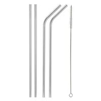 STAINLESS STEEL DRINKING STRAWS, FDA APPROVED, SET OF 4, 2 STRAIGHT, 2 BENT, FREE CLEANING BRUSH