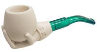 Mini Hand Carved Hand Holding Bowl Meerschaum Pipe