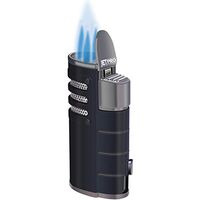 JETPRO Lighter Butane Torch Lighter Triple Jet Flames Heavy Metal Shell with Punch Cutter