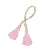 Ugthe Decoration Nordic Style Wooden Beads Tassel Hanging Ornament Nursery Kids Room DIY Decor - Pink