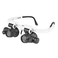 Loupe 10X Head Mounted Magnifying Glass with LED Light HD Lens Microscope Photo Jewelry Identification Watch DIY Crafts Engraving and Repair ABS Magnifying Glass