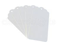 CleverDelights 50 Pack - White Kraft Gift Tags - Scalloped Hang Tag - 3.75" x 1.75" inch - for Gifts, Crafts, Party Favors, Price Tags - Thick Heavy Duty