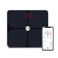 YHML Bluetooth Body Fat Scale, LED Display Intelligent Wireless Pressure Sensor Four-Point Fat Measuring ITO Coating,Black