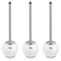 TOPSKY 3 Pack Toilet Brushes with Holder, Compact Toilet Bowl Brush with Stainless Steel Long Handle,Toilet Brush for Bathroom Toilet-Ergonomic