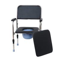 GYZ Bedside Steel Tube Thickening Commode Chair Portable Folding Movable Toilet Seat Black Toilet Safety Frame (Color : Black)