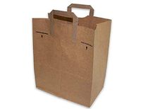 50 Count Paper Retail Short Grocery Bags Kraft with Handles 12x7x14 by AJM