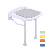 ZHEN GUO Small Folding Shower Seat Wall Mounted, Fold Up Bath Seat Shower Chair with Metal Support Legs for Bathroom, Foldable Shower Bench for The Disabled (Color : Gray, Size : Height 47.5cm)